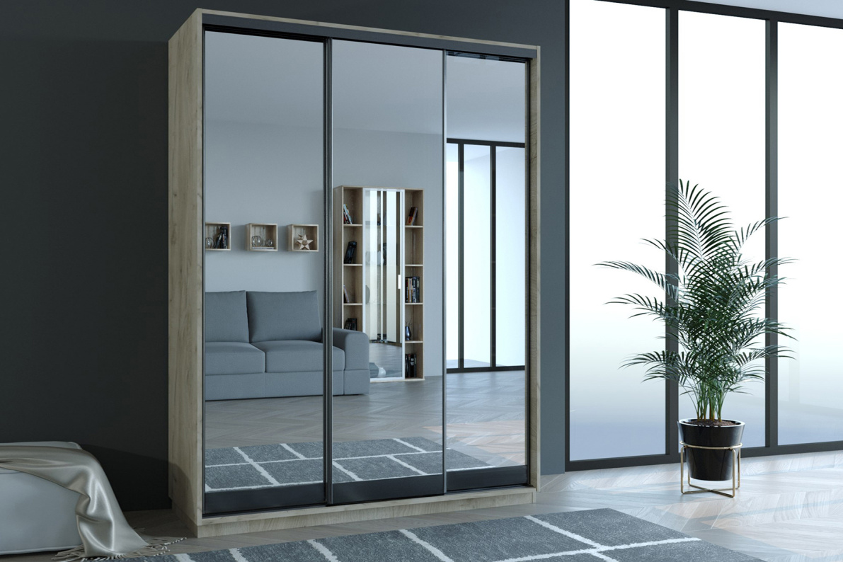 Шкаф-купе 3-х дверный с зеркалом Бристоль