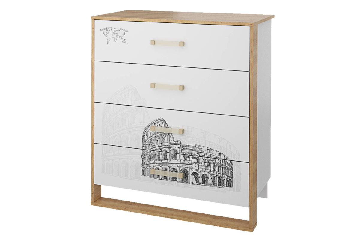 Комод СТЛ.336.04 Сити СТЛ.336.04Бело-серый / Дуб небраска