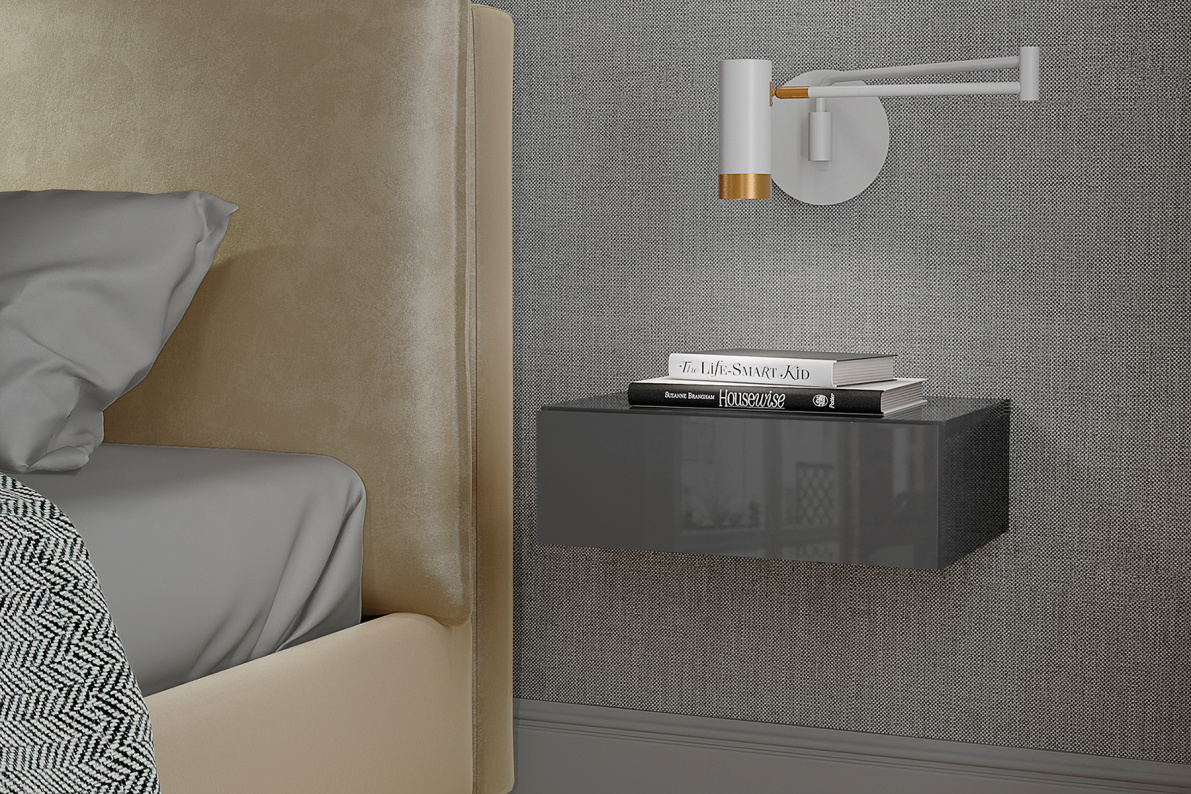 Тумба навесная с 1 ящиком КафомГрафит глянец