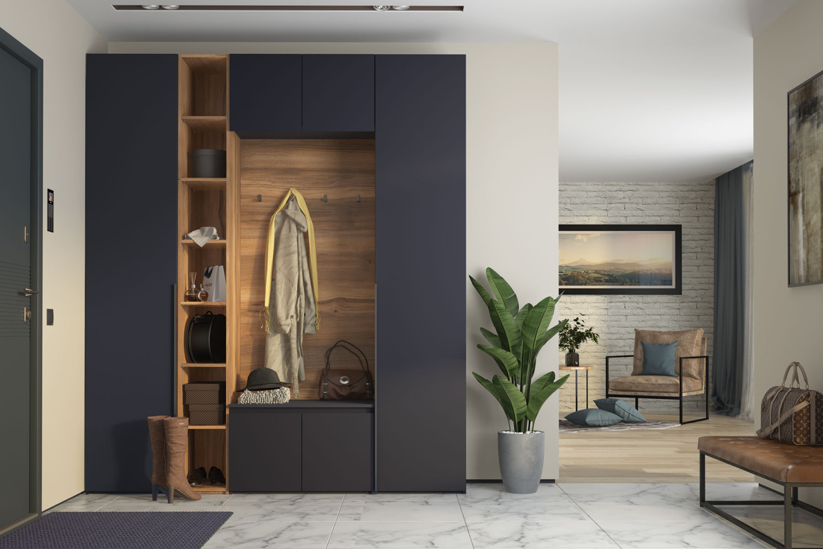 Модульная прихожая Лаура Серый уголь