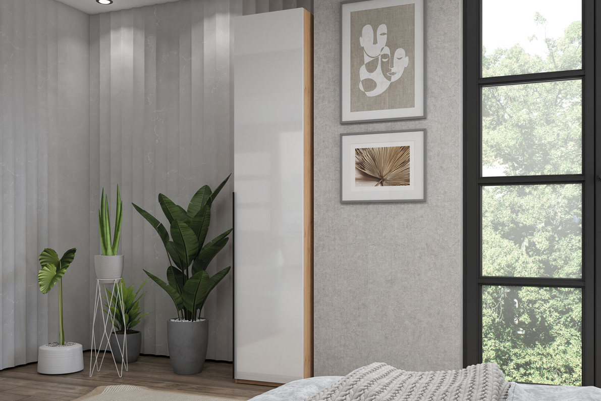 Шкаф 1-дверный с полками, 45 см ЛюксБелый глянец