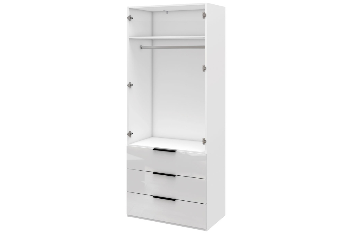 Шкаф 3-х дверный с ящиками, 135 см ЛюксБелый глянец, фото 5