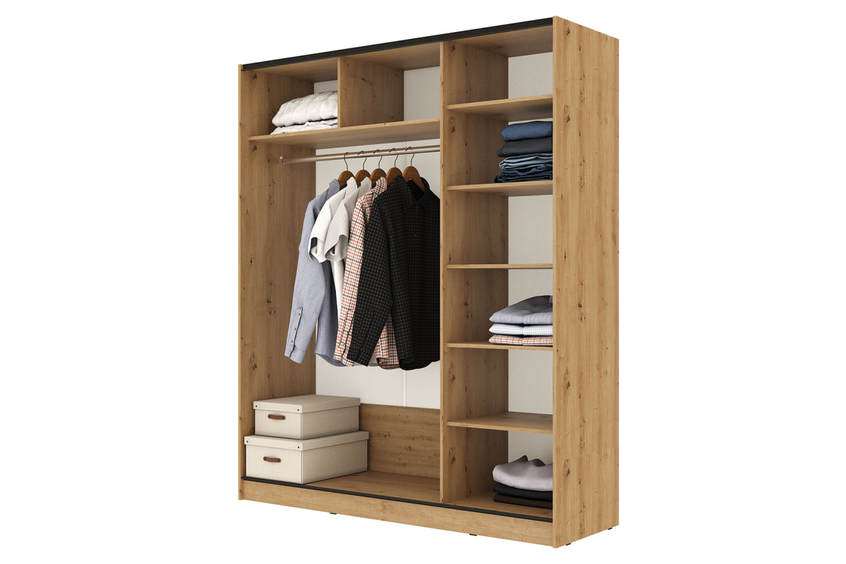 Шкаф-купе 2 дв. 1832 Марвин-3Дуб дикий/Чёрный глянец/Софт Тач Чёрный, фото 2