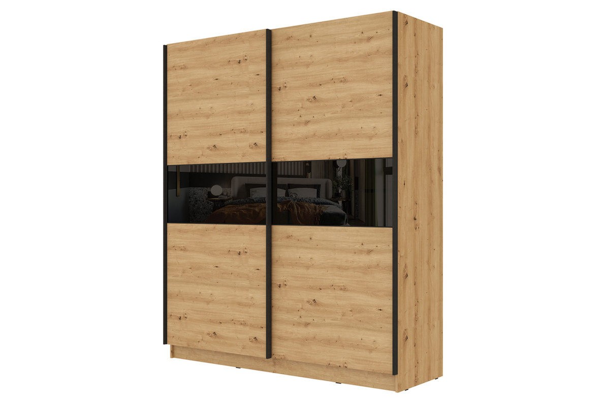 Шкаф-купе 2 дв. 1832 Марвин-3Дуб дикий/Чёрный глянец/Софт Тач Чёрный, фото 3