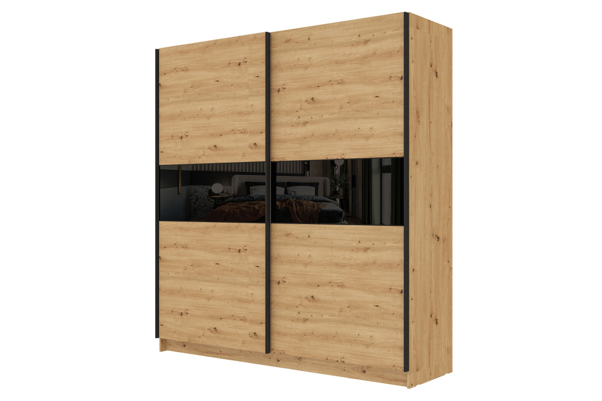 Шкаф-купе 2 дв. 2032 Марвин-3Дуб дикий/Чёрный глянец/Софт Тач Чёрный, фото 3