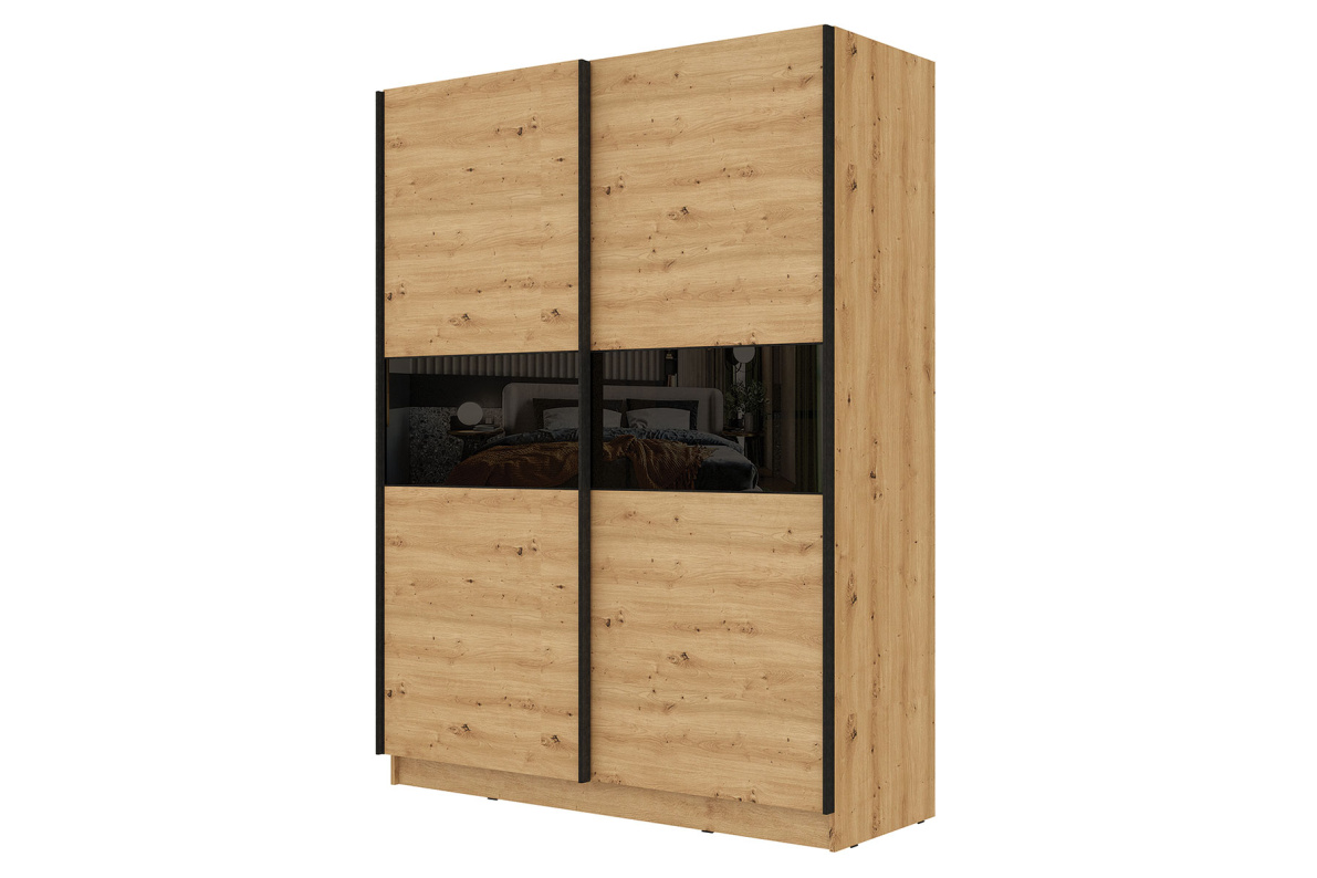 Шкаф-купе 2 дв. 1632 Марвин-3Дуб дикий/Чёрный глянец/Софт Тач Чёрный, фото 3