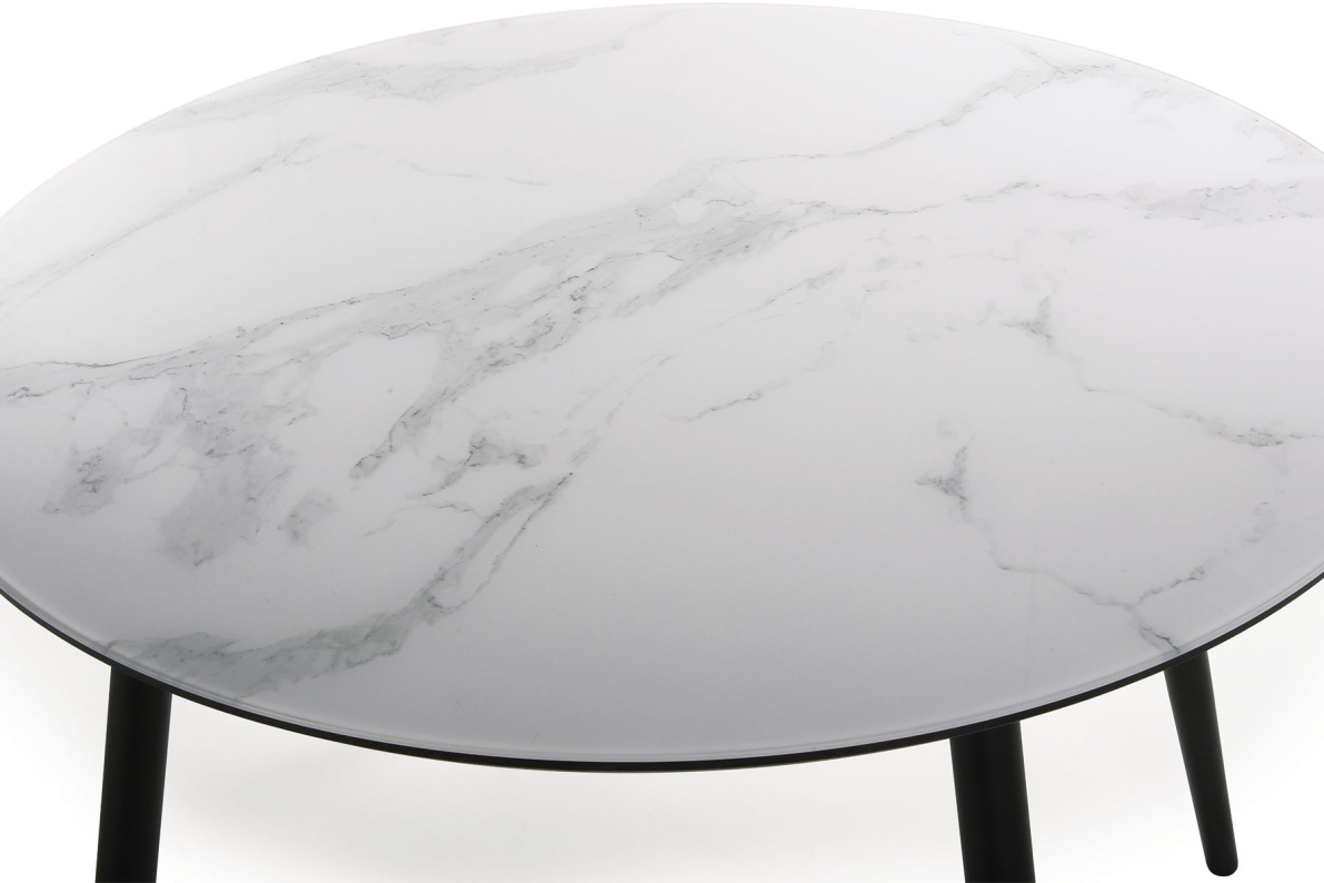 Стол обеденный Милтон Белый мрамор/Черный, фото 3