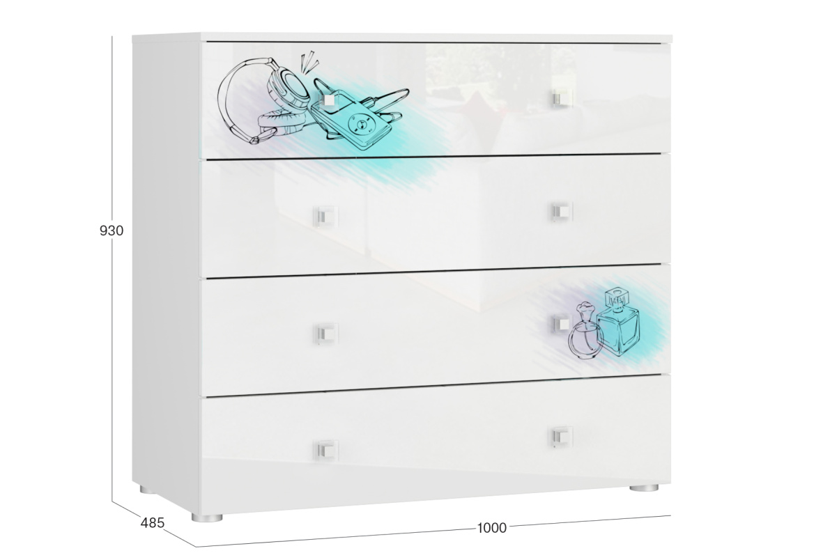 Комод Модерн (Modern) СтильБелый глянец, фото 2