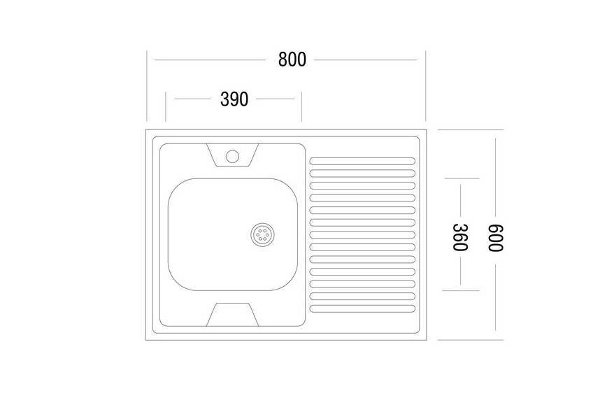 Мойка Юкинокс Стандарт STD800.600 - 5С ОL накладная левая
