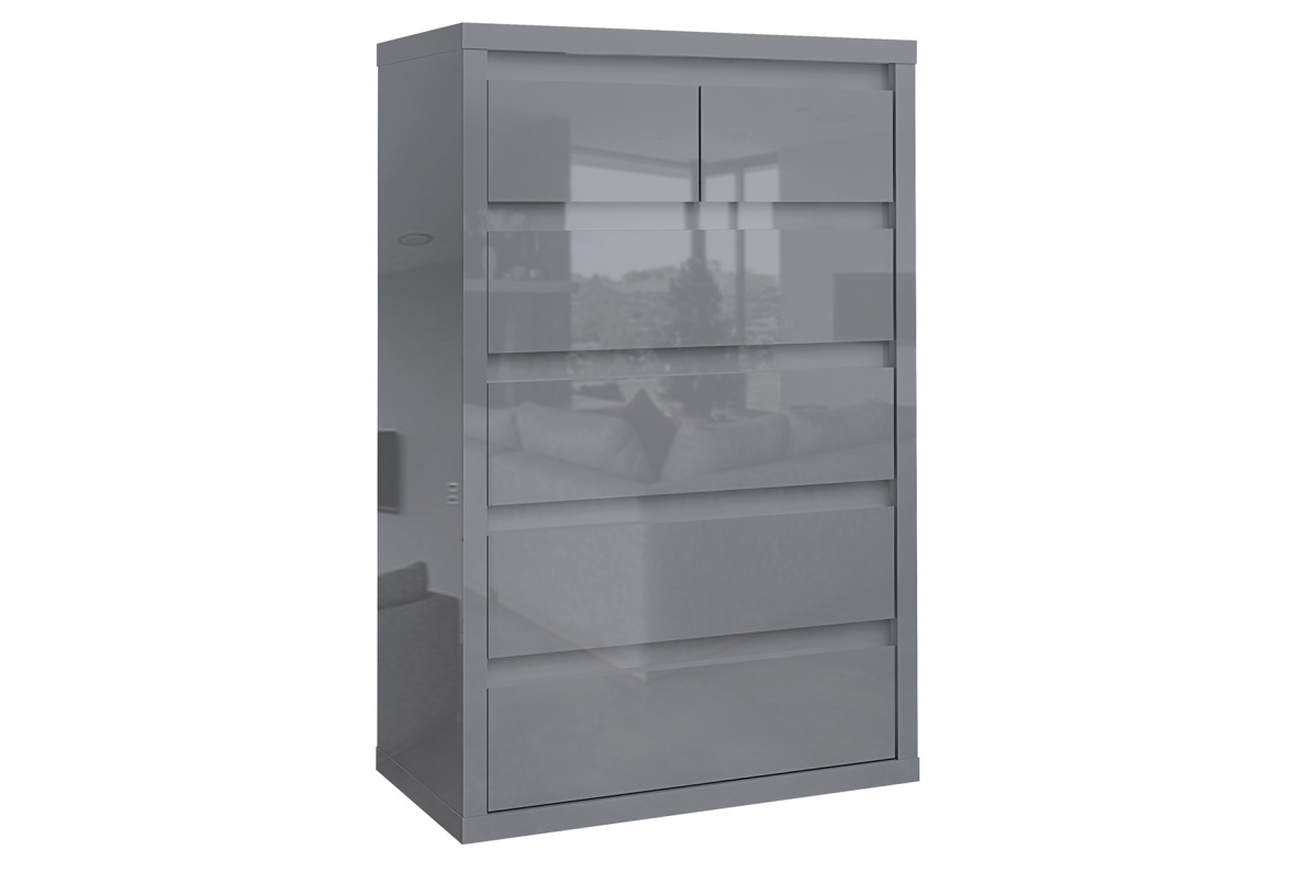 Комод  с 6-ю ящиками Норден Серый глянецCерый глянец