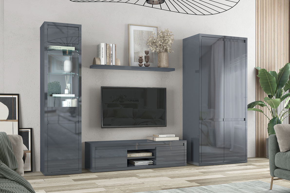 Гостиная Норден Серый глянец