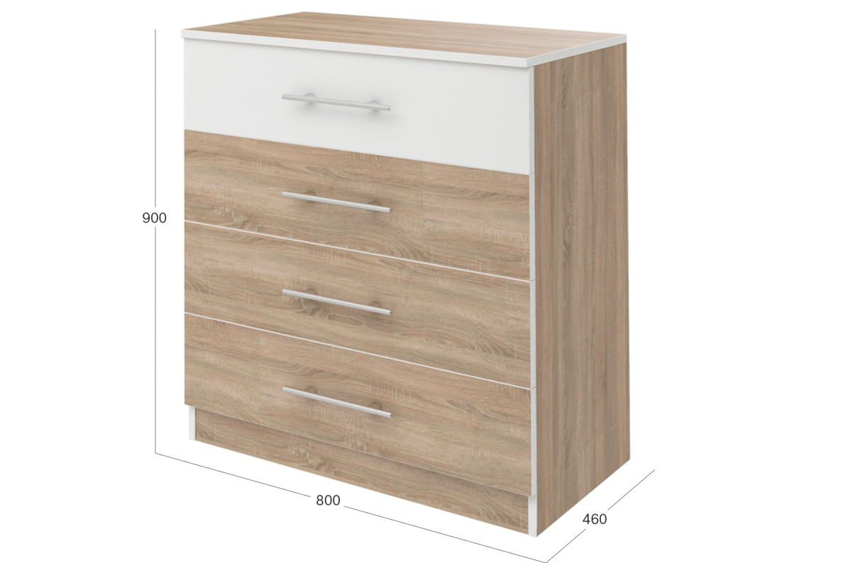Комод с 4-мя ящиками Оливия СТЛ.109.07Дуб сонома/ Белый, фото 2
