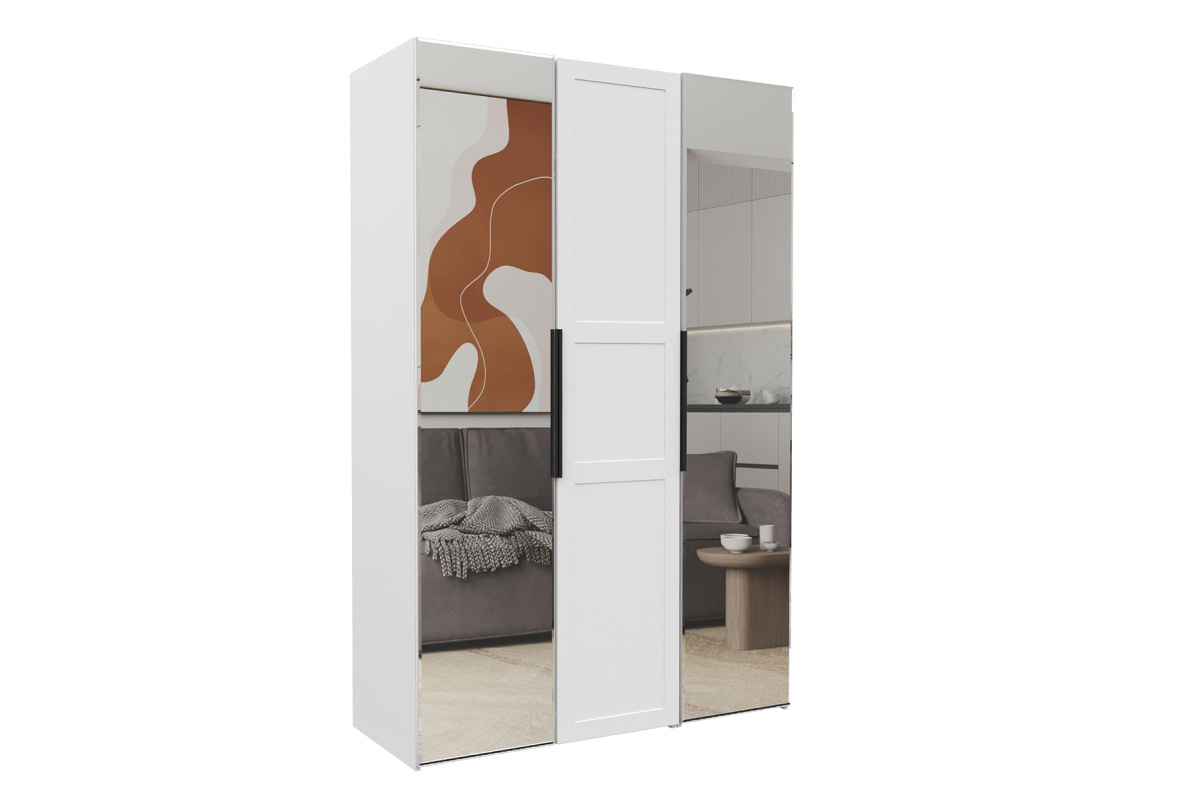 Шкаф 3-х дверный с фасадом МДФ/Зеркало Оскар (компл.6)Белый