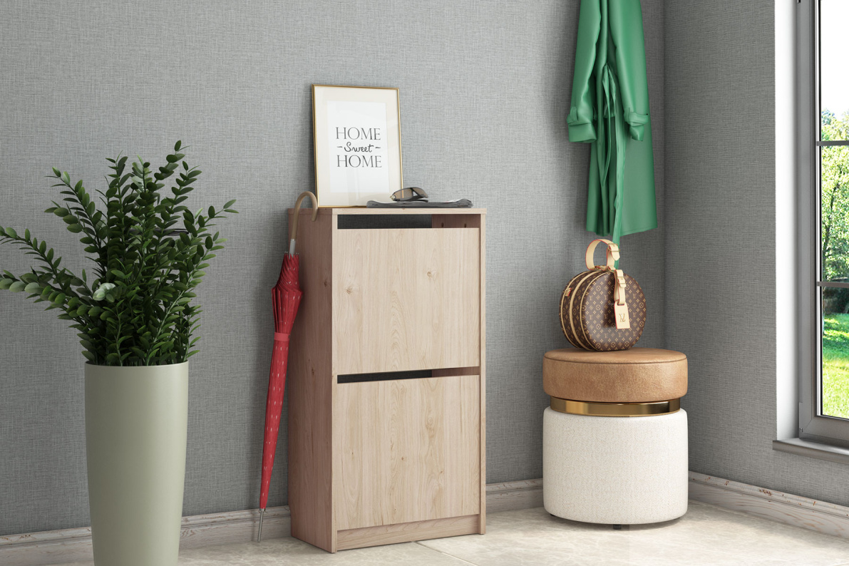 Обувница с 2-мя откидными фасадами РеанДуб гикори джексон