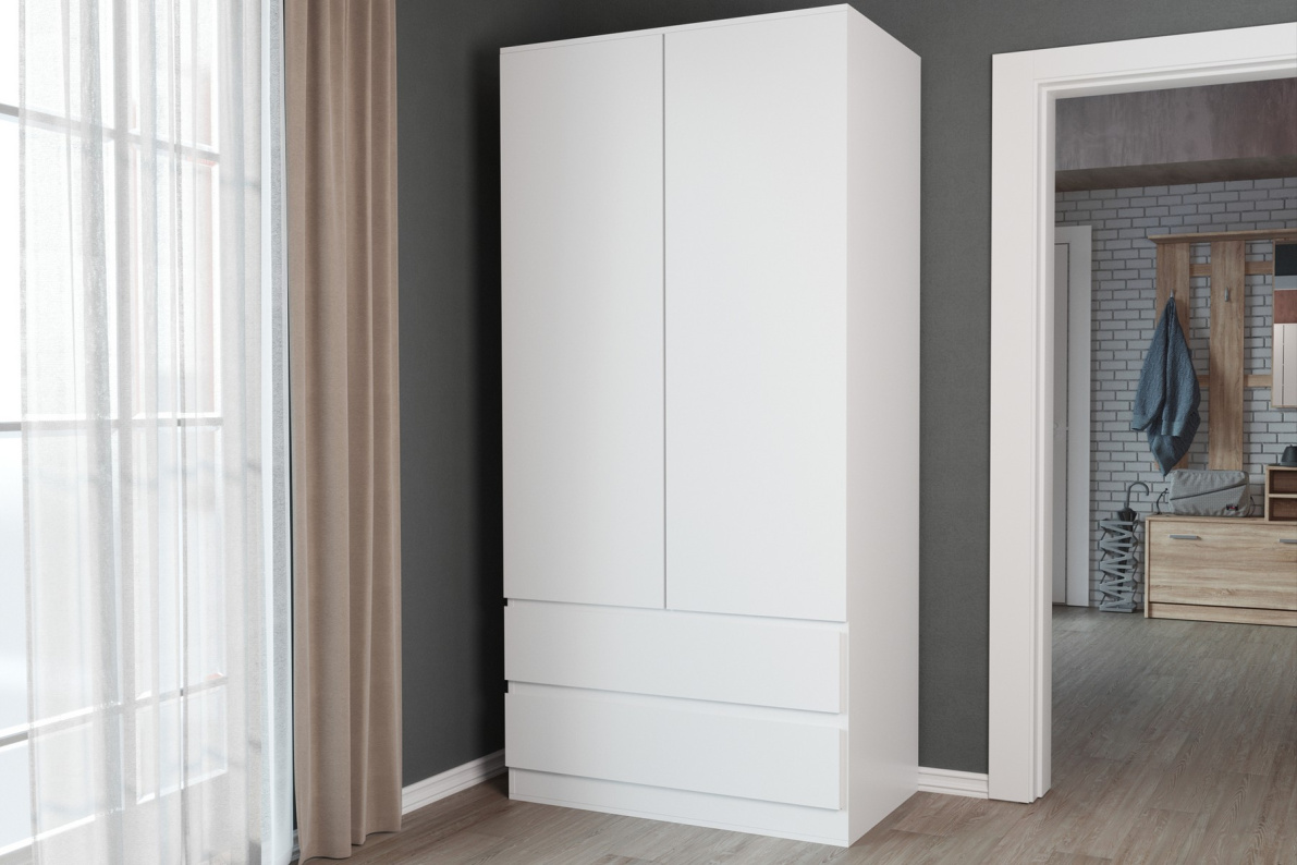 Шкаф 2-х дверный с ящиками СомероБелый