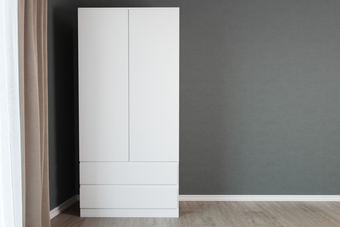 Шкаф 2-х дверный с ящиками СомероБелый, фото 2