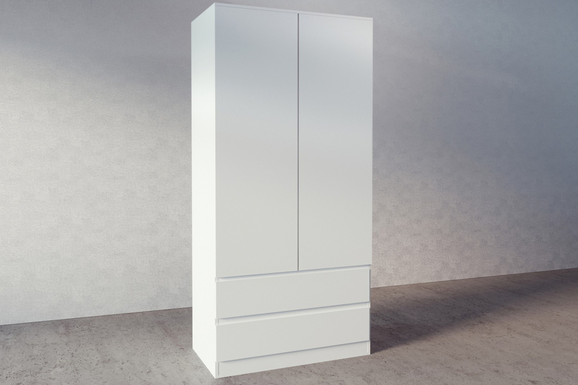 Шкаф 2-х дверный с ящиками СомероБелый, фото 3