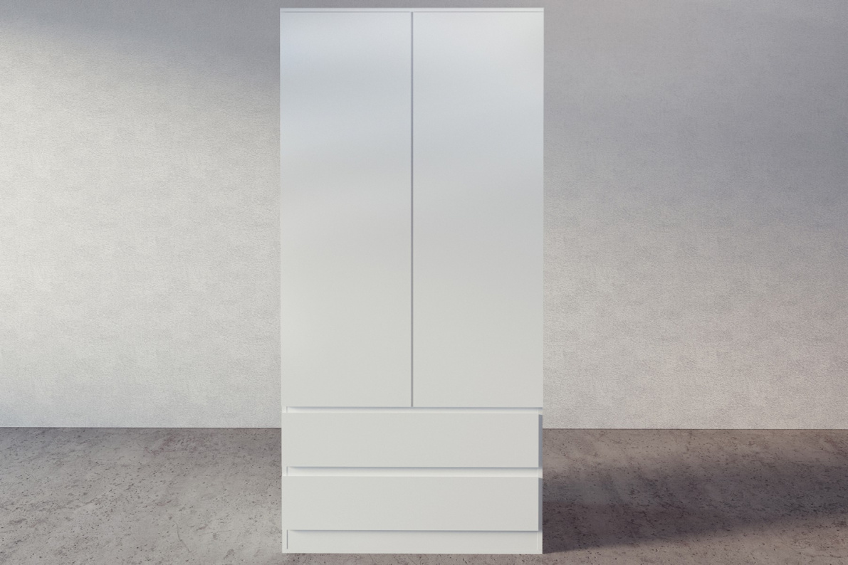 Шкаф 2-х дверный с ящиками СомероБелый, фото 4