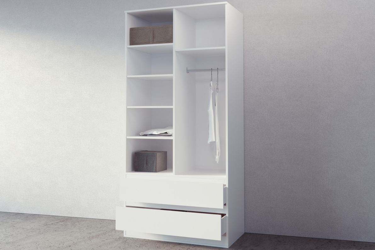 Шкаф 2-х дверный с ящиками СомероБелый, фото 5