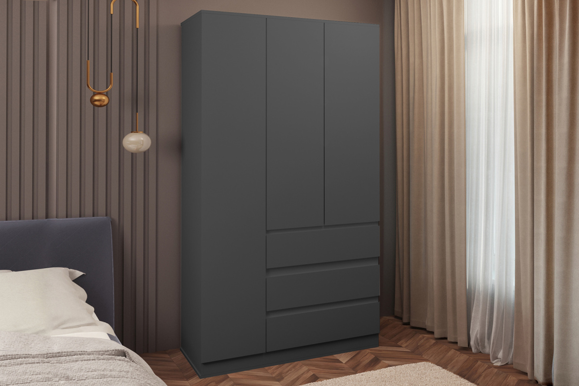 Шкаф 3-х дверный с ящиками СомероCерый