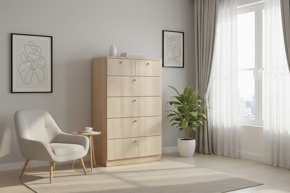 Комод 70х40х116 см с 6-ю ящиками Теви
