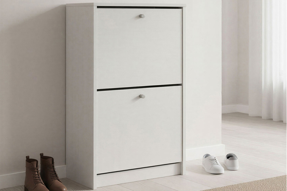 Обувница закрытая 49х28х93 см с двумя отделениями ТевиБелый