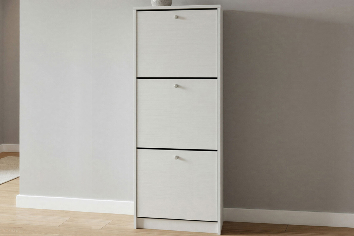 Обувница закрытая 49х28х135 см с тремя отделениями ТевиБелый, фото 2