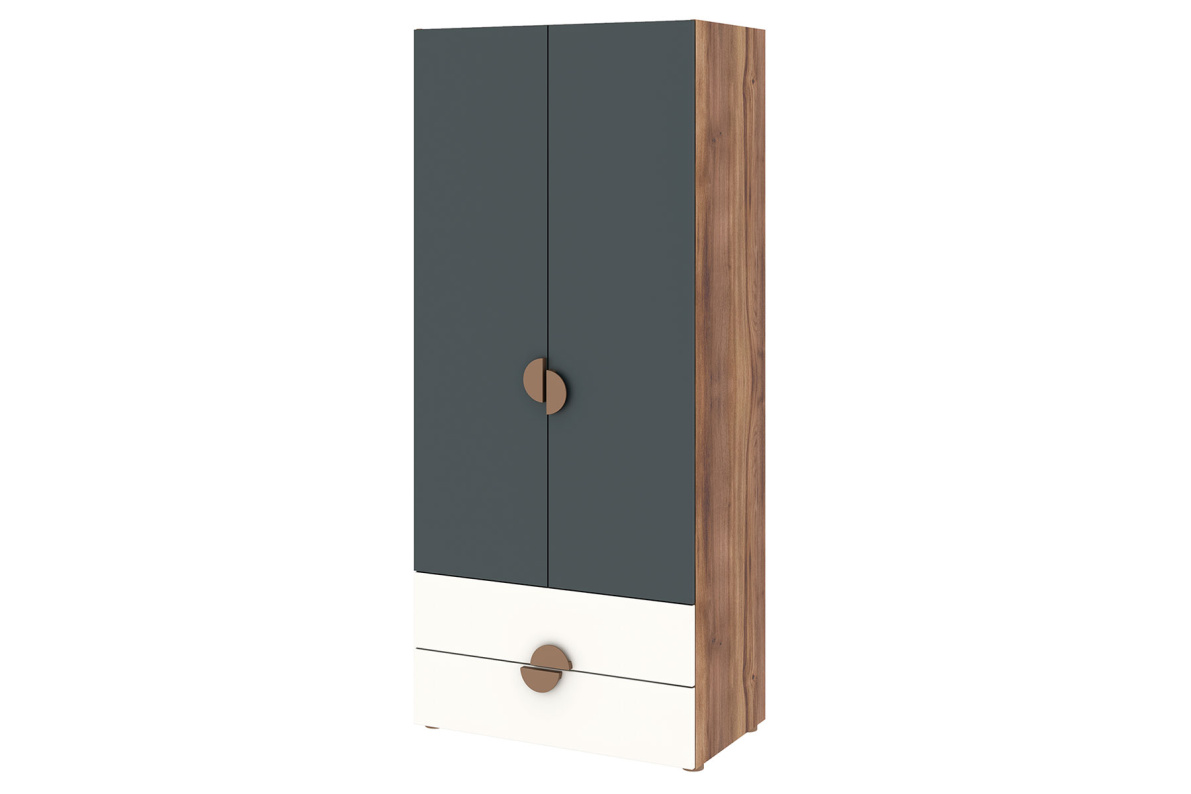 Шкаф 2-х дверный с ящ. ТризильЗеленый камень/Белый