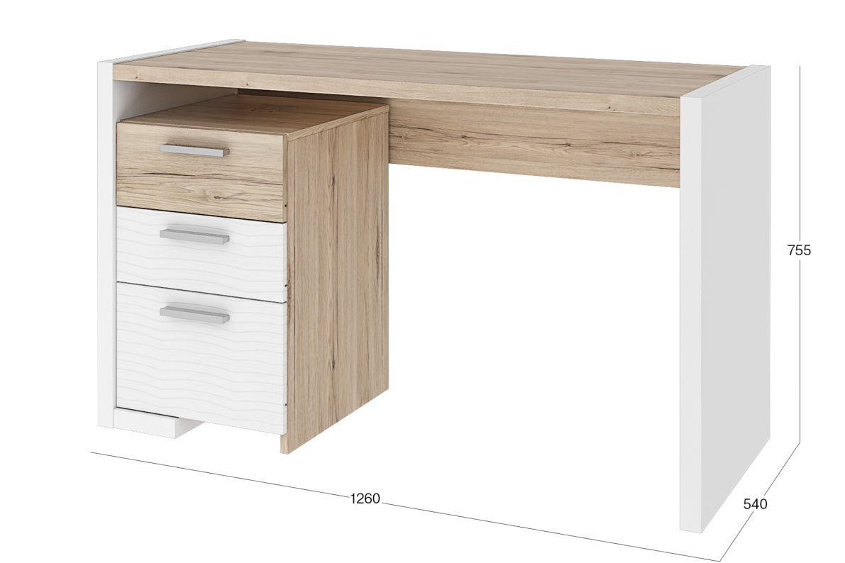 Стол с ящиками ВенетоДуб санремо / Белый, фото 2